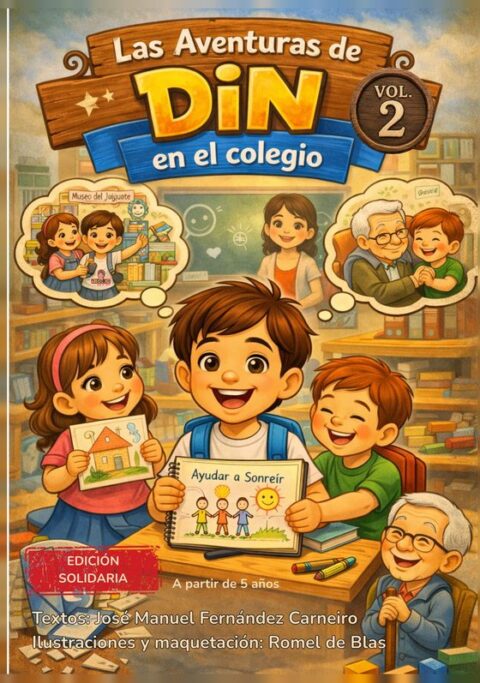 Portada de Las Aventuras de Din, volumen 2: Din en el colegio