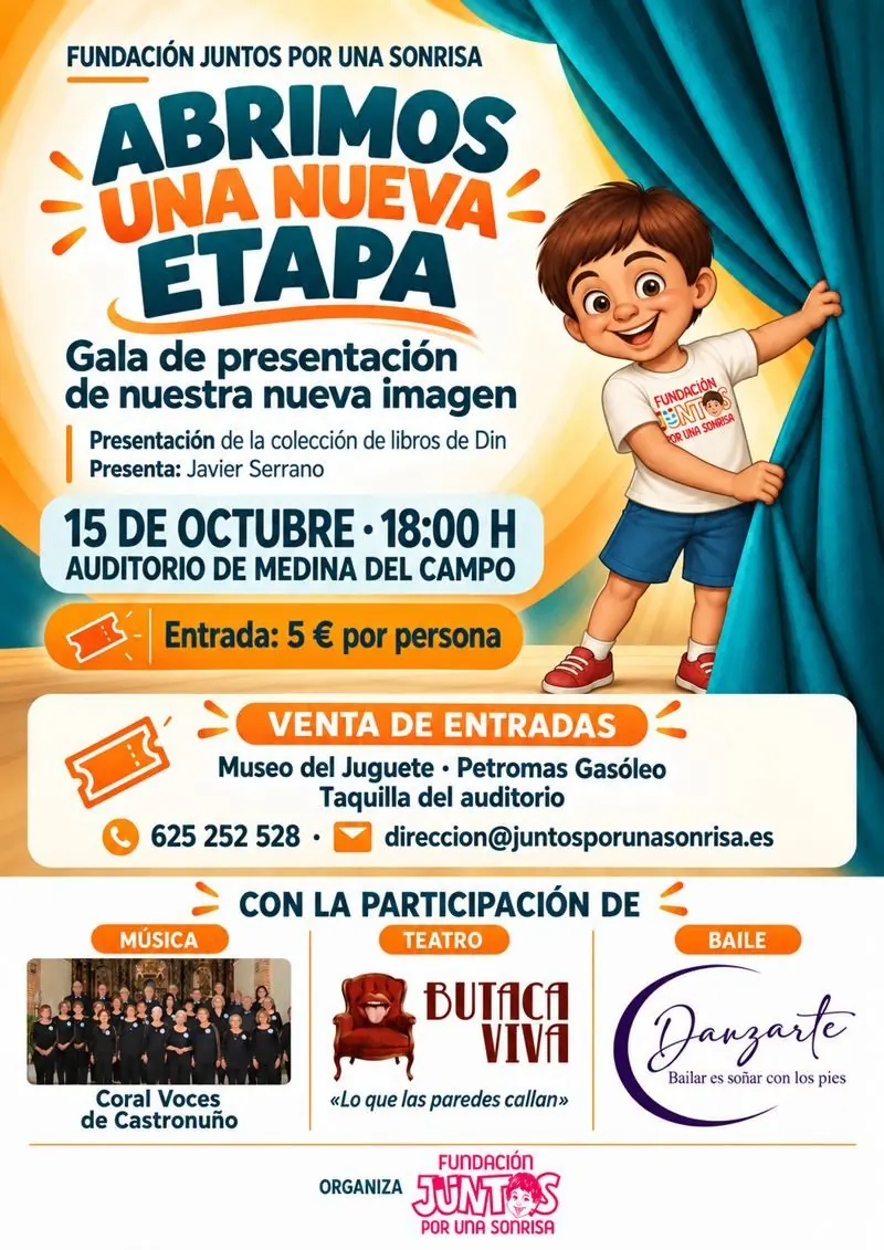 Cartel de la gala Abrimos una nueva etapa, 15 de octubre de 2026 en el Auditorio de Medina del Campo