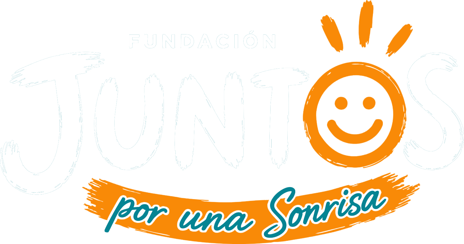 Logotipo de la Fundación Juntos por una Sonrisa en blanco