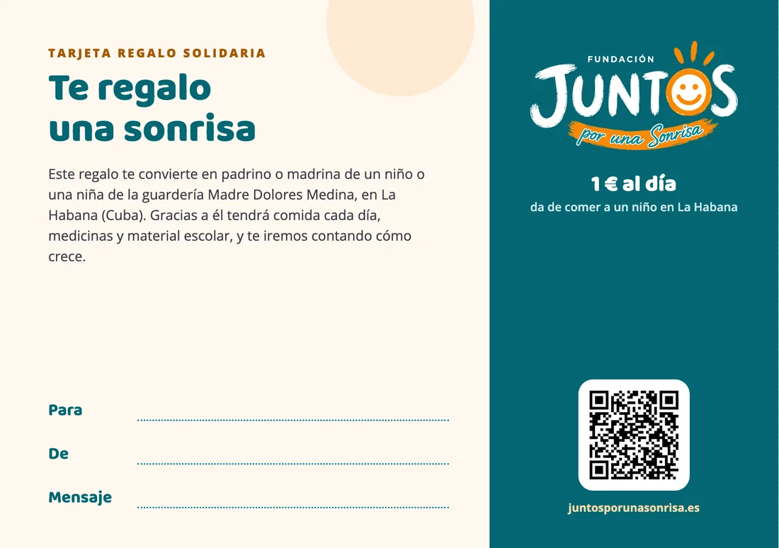 Tarjeta regalo «Te regalo una sonrisa» para regalar un apadrinamiento