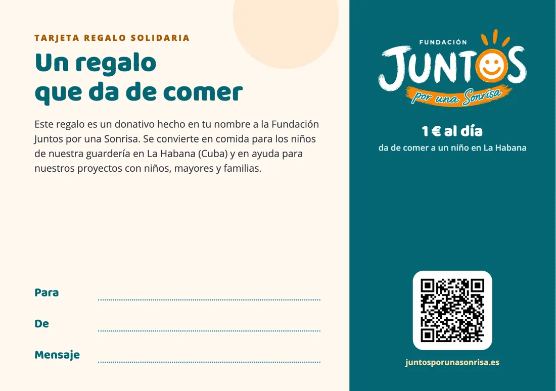 Tarjeta regalo «Un regalo que da de comer» para regalar un donativo